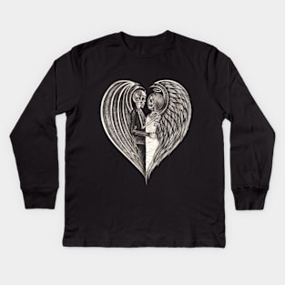 Angels and demons skeletons in love. Kids Long Sleeve T-Shirt